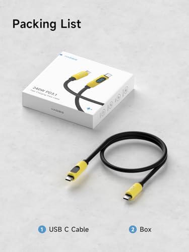 Hagibis 240 W USB C Fast Charging Cable with LED Display – 6.6 Feet Durable Silicone for i Phone 16/15 Pro Max, i Pad, Mac Book Pro – Ultra-Fast 480 Mbps Data Transfer, Flexible Tangle-Free Design for Maximum Performance and Connectivity