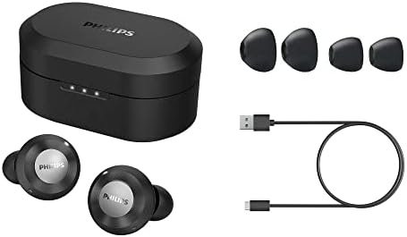 Philips T8505 True Wireless Earbuds – Premium Hybrid Active Noise Canceling (ANC) with Bluetooth 5.0 Connectivity, IPX4 Water-Resistant Design, Voice Assistant Functionality, App-Controlled Customization, and USB/Wireless Charging Case for Ultimate Convenience and Comfort