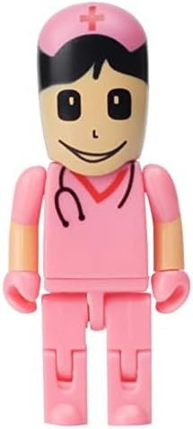 Charming Cartoon Nurse 64 GB USB Flash Drive – Adorable Pink Thumb Drive for Effortless Data Storage, USB 2.0 Compatible Memory Stick for Professionals and Students Alike