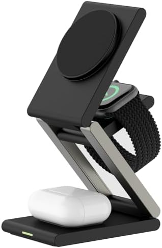 Revolutionary 3-in-1 Fast Charging Station: Ultimate Wireless Charger for i Phone, Apple Watch & Mag Safe Devices – Quick Power-Up & Sleek Design for Home or Office – Unmatched Compatibility & Safety Features for Your Apple Ecosystem – Declutter Your Charging Experience Today