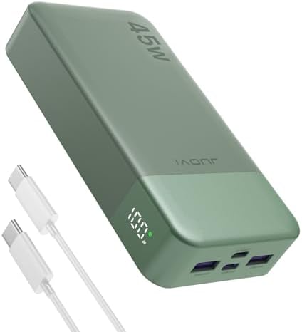 Juovi 20000 m Ah Ultra-Fast Portable Charger – 45 W PD3.0 Power Bank with Dual USB-C & USB-A Ports, LED Digital Display for Smart On-the-Go Device Charging – Ideal for i Phone 15/16, Mac Book, Samsung & More – Perfect Power Solution for Travelers, Students & Professionals in Trendy Pink Finish