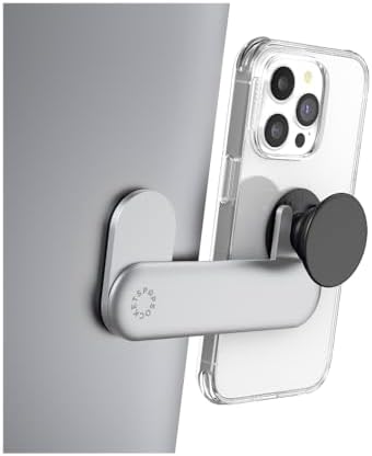 Sleek Silver Pop Sockets Laptop Phone Mount – 360-Degree Rotating Device Holder for Enhanced Productivity and Effortless Connectivity – Perfect for Multitaskers and Professionals