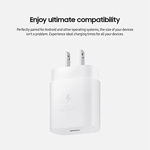 SAMSUNG 25 W USB-C Wall Charger – Ultra-Fast Charging Adapter for Galaxy Devices, Compact Design for Travel, Reliable Power Supply for North America, Enhance Your Charging Experience with Superior Performance