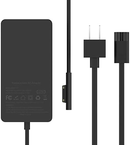 Powerful 127 W Microsoft Surface Charger with 10 FT Cable – Ultimate Compatibility for Surface Book 3, 2, 1, Surface Laptop Studio & Pro Series – Fast Charging with Magnetic Plug & LED Status Indicator – Enhanced Battery Health Protection & USB Port for Simultaneous Charging
