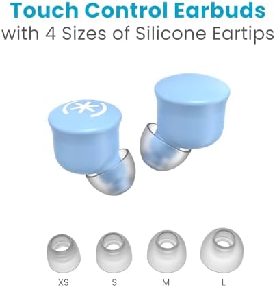 Speck Gemtones Wireless Earbuds – Bluetooth 5.3 Headphones with 28 Hours of Battery Life, USB-C Charging & Custom EQ App for i Phone & Android Users – Stylish White Album Design with Two-Year Warranty for Ultimate Audio Experience