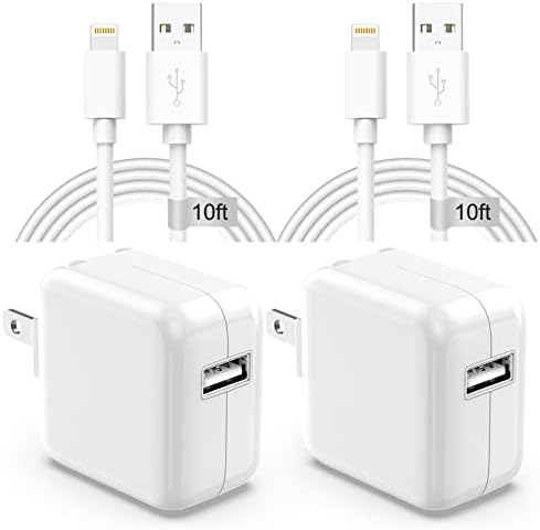 Elevate Your Charging Efficiency with the 10 ft Apple i Pad Charger Set – Fast 12 W Wall Charger and Durable Lightning Cable for i Pad 7 th, 8 th, 9 th Gen, Air, Mini & i Phone – Ultimate Compatibility and Performance for Home, Office, or Travel