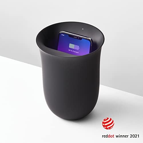 Lexon OBLIO QI Wireless Charger & UV Sanitizer Station – Fast 10 W Charging & Germ-Free Protection in Stylish Dark Blue Design for Enhanced Device Care and Efficient Power Management