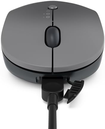 Lenovo Go Multi-Device Wireless Mouse – Versatile Dual Connectivity Bluetooth Optical Mouse with USB-C Rechargeable Battery, Adjustable DPI, Qi Charging, and Ambidextrous Design in Sleek Grey – Perfect for Multitaskers and Professionals