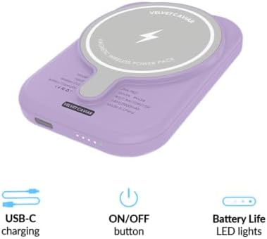 Stylish Hot Pink Leopard VELVET CAVIAR Magnetic Power Bank – Mag Safe Compatible Slim Charger for i Phone 12, 13, 14, 15 – Fast 5000 m Ah Portable Battery Pack with USB-C for Effortless Charging on the Go