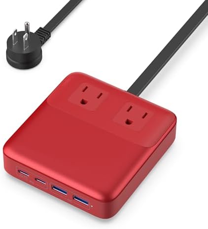 High-Power 135 W Ga N USB C Charging Hub – 6-in-1 Power Station with 2 AC Outlets, 2 USB-A & 2 USB-C Ports, 5 ft Cord, Ideal for PD 65 W Laptop Charging (Mac Book Air/Pro, i Phone 16/15, Galaxy S24) – Fast, Efficient, Universal Device Charger for Home and Travel