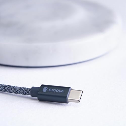 Elevate Your Charging Experience with the Einova Dual Classic Stone – Luxurious Wireless Charging Pad in Genuine Black Marquina Marble, Handcrafted in Italy, Featuring a 6 ft Integrated USB-C Cable for Fast Charging of Smartphones, Wireless Earbuds, and Smartwatches – Unmatched Aesthetics and Broad Compatibility for Qi-Enabled Devices