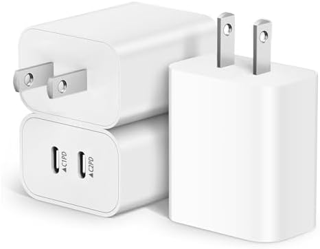 Dual Port 20 W USB-C Fast Charger Block for i Phone 16 e/15 – 3-Pack Power Adapters for Rapid Charging – Compact & Versatile Wall Charger for i Phone and i Pad – Enhanced Safety Features and Compatibility