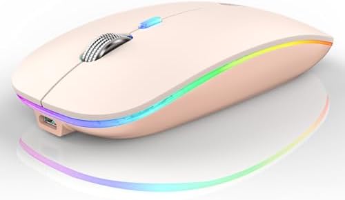 Uiosmuph G12 Slim Rechargeable LED Wireless Silent Mouse – Ultra-Portable USB Optical Computer Accessory with Type C Adapter for Seamless Compatibility and Noise-Free Operation in Blackish Green