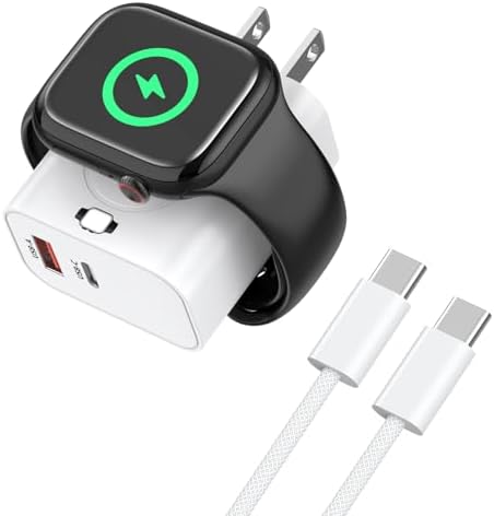 Revolutionary 20 W Magnetic Wireless Charger for Apple Devices – Ultra-Fast Dual USB-C Charging Block for i Watch Ultra/10/9/8/7/6 & i Phone 16/15 Pro Max – Compact 3-in-1 Travel Charger for Optimal Portability – Durable Design for Enhanced Efficiency and Quick Power Delivery – Maximize Your Charging Convenience with Seamless Device Compatibility