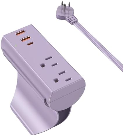 HEZI Premium Couch Charging Station: ETL Listed Surge Protector with 2 AC Outlets & 3 Fast USB Ports (PD20 W USB-C) – 10 ft Flat Power Cord for Effortless Connectivity & Device Safety in Your Living Room