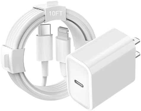 Enhanced Charging Trio: MFi Certified Fast Charger Pack for i Phone – 3 Quick Charging Blocks & 10 ft USB-C to Lightning Cable for Models 14, 13, 12, 11, X – Unmatched Speed and Versatility for Seamless Power Solutions