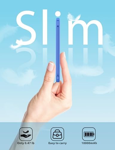 miisso 10000 m Ah Ultra-Slim Portable Power Bank with Integrated Charging Cables – Multi-Device USB-C Travel Charger for i Phone & Samsung – Compact, Lightweight Battery Pack Designed for Maximum Portability and Efficiency