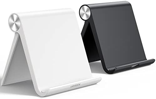 UGREEN Dual Pack Adjustable Tablet Stand Holder for Desk – Versatile i Pad and Phone Support for Enhanced Productivity, Ergonomic Comfort, and Sleek Design in Black and White – Perfect for Home and Office Use, Multi-Angle Viewing, and Portable Convenience