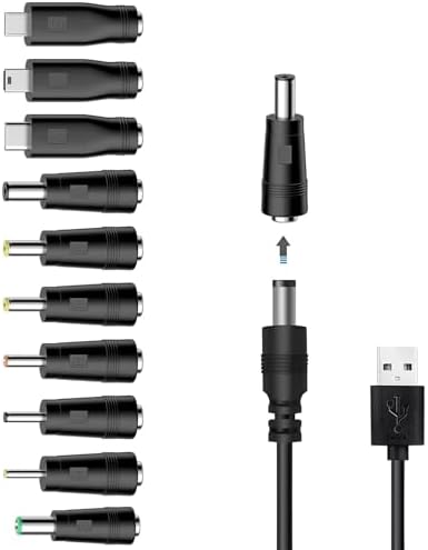 Universal 5 V DC Power Cable with 10 Versatile Adapters – High-Speed USB to DC Charger for Moon Lamps, Mini Fans, Cameras, Cartoon Watches, Mobile Devices & Power Banks – Ideal Charging Solution for Enhanced Device Compatibility and Travel Convenience