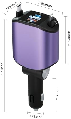 Experience Ultimate Power on the Road: PLDHPRO 80 W Retractable Car Charger – 4-in-1 Fast Charging Adapter with Dual Type-C Cables for i Phone 16, i Pad, and Samsung – Essential Vehicle Accessory for Efficient Charging and Easy Storage – Perfect Gift for Tech Enthusiasts and Travelers