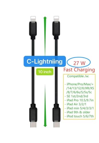 10-Pack Short USB Cables & Type C-C for Fast Charging – Optimized for i Phone 16/15, i Pads, Samsung Devices, and More – Premium Black Design for Efficient Clutter-Free Power Solutions