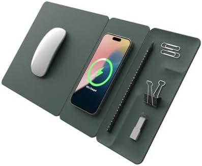 Enhance Your Workspace Efficiency with the POUT H3 Split Wireless Charging Mouse Pad – Fast Qi Charger for Seamless Device Power, Magnetic Alignment for Precision Use, Premium Anti-Slip Surface in Elegant Midnight Blue – Perfect for Smartphones and Earbuds – Elevate Your Productivity with Style and Functionality