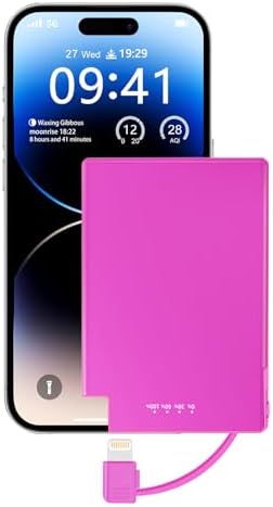 TNTOR Ultra-Slim Travel Power Bank with Integrated Lightning Cable – 3500 m Ah Portable Phone Charger for i Phone 14/13/12/11/X/8 Series, Perfect for On-the-Go Charging with Enhanced Compatibility and Fast Power Delivery