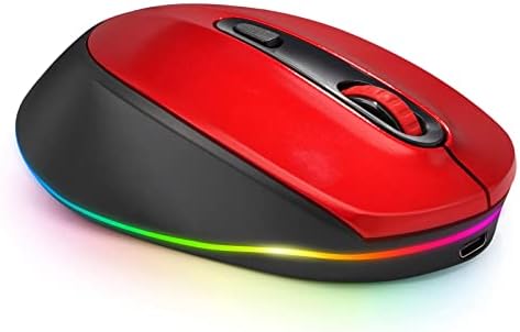 seenda Rechargeable Wireless Mouse with LED Rainbow Lights – Ergonomic, Quiet Click Design for Laptops, PCs, and Chromebooks – Perfect for Kids and Professionals Alike – Portable Purple Accessory for Enhanced Productivity and Style