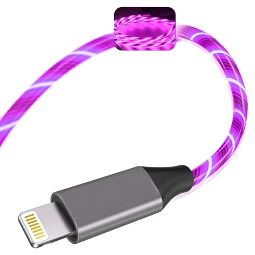 Vibrant LED i Phone Charger Cable | MFi Certified Lightning Cable for Fast, Reliable Charging | 6 ft Multicolored Glow Cable Compatible with i Phone 12, 11 Pro Max, XR, X, SE, 8 Plus, i Pad, i Pod | Stylish Power Solution for On-the-Go Charging