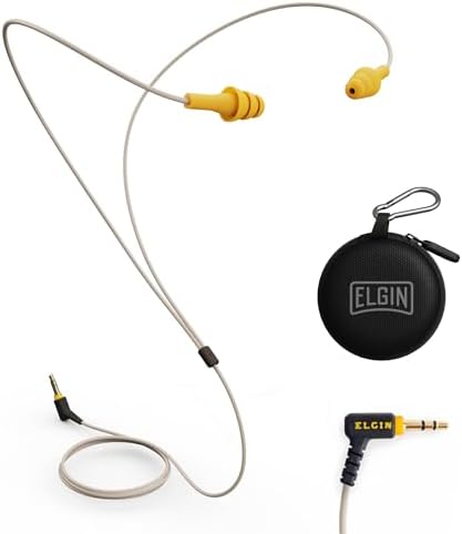Elgin Ruckus+ OSHA Compliant Earplug Earbuds – 25 d B Noise Reduction Wired Headphones with Built-in Mic for Clear Communication – Sweatproof Design for Construction & Industrial Use – Enhanced Device Compatibility for Seamless Connectivity and Comfort