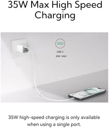 MOCOLL 35 W USB-C Dual Port Fast Charging Adapter – Compact Ga N Charger with Foldable Plug for i Phone 15 Pro Max & Galaxy S24 Ultra – Ultimate Travel Power Solution for Efficient On-the-Go Charging