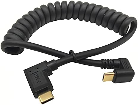 Qaoquda 180-Degree USB C Coiled U Shaped Cable – 4 FT/1.2 M Spring Spiral Connector for Superior Data Transfer and Fast Charging, 10 Gbps USB 3.1 Type C Male to Male, Ideal for Tight Spaces and Enhanced Device Compatibility