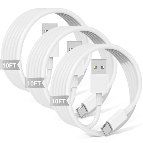 6 FT USB A to USB C Carplay Charging Cable – 3-Pack for i Phone 15/16, i Pad Pro/Air/Mini, Samsung Galaxy S25/S24/S23, and Mac Book – Fast Charging & High-Speed Data Transfer for Enhanced Compatibility on the Go