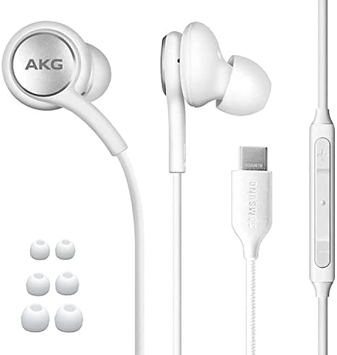 Premium AKG USB C Earbuds for Samsung Galaxy Devices – Enhanced Sound Quality with Braided Cable, Built-in Microphone & Volume Control – Type-C Headphones in Elegant White – Ideal for Music Lovers and On-the-Go Users