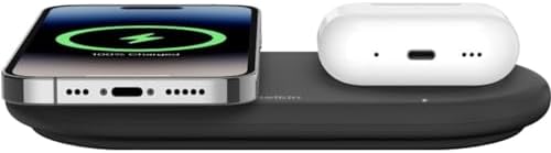 Belkin Boost Charge Pro 2-in-1 Wireless Charger – Qi2 15 W Fast Charging Station for i Phone 16, 15, 14, 13, 12 & Mag Safe Devices – Sleek Black Magnetic Charging Pad for Simultaneous i Phone & Air Pods Power Boost