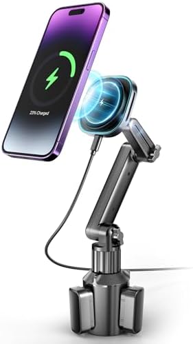 TOPGO Pro Car Phone Mount – Versatile Adjustable Height Cup Holder for i Phone 16 Pro Max & All Smartphones – Sturdy, No-Wobble Design for Safe Hands-Free Navigation – Sleek Black Finish for Modern Interiors