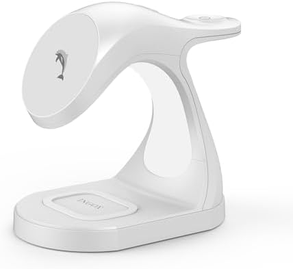 Revolutionary 4-in-1 Magnetic Wireless Charging Station for i Phone 12-16, Air Pods, and Apple Watch – 20 W Fast Charge, Sleek White Dolphin Design for Ultimate Device Synchronization and Space Efficiency