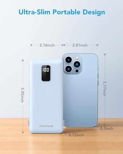 Ultimate Charmast 10,000 m Ah Portable Power Bank with Integrated Cables & Wall Plug – Fast Charging Essential for i Phone 16/15/14/13, Samsung, i Pad, and More – Unmatched Convenience for Travelers and On-the-Go Professionals