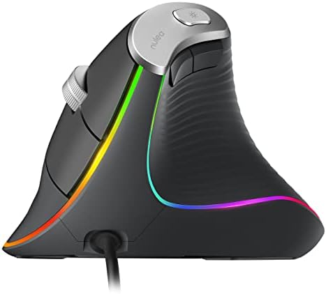 Nulea M504 Ergonomic Wired Vertical Mouse with 4 Adjustable DPI Settings and 11 RGB Lighting Modes – Ultimate Comfort and Precision for Laptop, PC, Desktop, and Mac Users