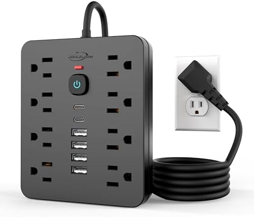 Dual Joule Loom 2-Pack Power Strip Surge Protector with 11 Outlets, 6 Fast USB Ports, 5 Ft Extension Cord, Space-Saving Flat Plug, Wall-Mount Design, Overload Safety for Home & Office Charging Stations – Ultimate Device Compatibility and Speed Enhancement
