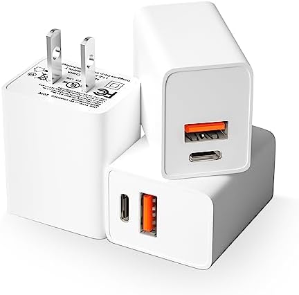 Dual-Port 20 W USB-C Wall Charger – 2 Pack Fast Charging Adapter for i Phone 15/14 & Apple Watch Series 8/7/SE – Compact Travel Power Plug with Smart Charging Technology for Enhanced Device Compatibility and Speed