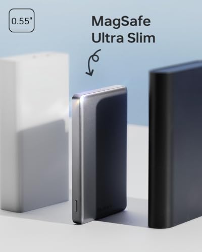 Ultra-Slim 10,000 m Ah Mag Safe Power Bank – High-Speed Wireless Charger with Advanced Heat Management, Robust Magnetic Adhesion, and Premium Metal Finish for i Phone 16/15/14/13/12 – Travel-Optimized, Safe Charging Solution with 20 W Wired & 15 W Wireless Capabilities