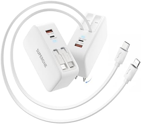 Revolutionary SUPERONE 4-Port Retractable USB C Charger: Fast Charging Wall Adapter for i Phone 16/15/14/13/12/11, i Pads, Samsung, and Pixel – Compact Travel Solution with Tangle-Free Design and Enhanced Device Compatibility