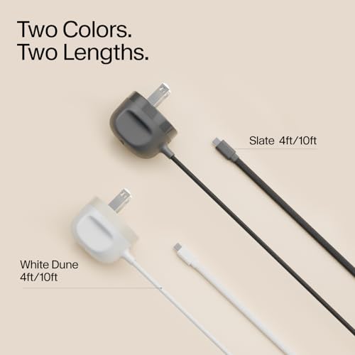 Twelve South Power Cord 30 W USB-C Fast Charger with 4 ft Tangle-Free Cable and Compact Wall Adapter – Universal Compatibility for i Phone, i Pad, Samsung, Mac Book Air & More – Sleek Slate Design for Home & Travel Efficiency
