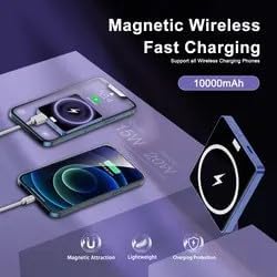 Magnetic 10000 m Ah Fast Charging Power Bank – Wireless Mag-Safe Portable Charger for i Phone, Android, Samsung, Huawei, and Xiaomi – Ultimate Mobile Device Battery Pack with Enhanced Compatibility and Rapid Recharge Technology