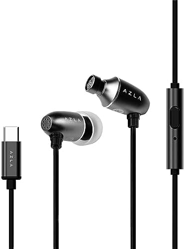 Revolutionize Your Listening with AZLA AIM C Daily USB-C Earbuds – Ergonomically Designed for All-Day Comfort and Superior Sound Clarity – Perfectly Compatible with i Phone 15 & 16 – Integrated Microphone for Effortless Hands-Free Conversations – Stylish Silver Finish for a Contemporary Edge and Enhanced Audio Enjoyment