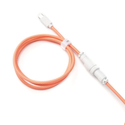 Keychron Light Pink Custom Coiled Aviator Cable – High-Performance USB-C to USB-C with Detachable Metal Connector (5-Pin GX12) for Mechanical Keyboards, Durable Braided Design with USB-A Adapter for Enhanced Charging and Data Transfer Efficiency