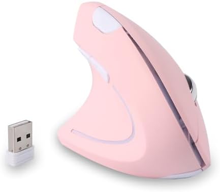 Ergonomic Left-Handed Wireless Mouse – Sleek Pink 2.4 GHz Vertical Design with Customizable DPI, Quiet Click, and 6 Buttons for Enhanced Comfort and Productivity on Laptops and Desktops