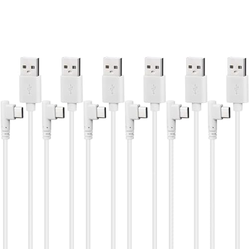 Smays 3 ft USB C 90-Degree Right Angle Cable – 6-Pack Bulk Type C Charger Cord for Fast Charging & High-Speed Data Transfer – Ideal for Tight Spaces and Enhanced Compatibility