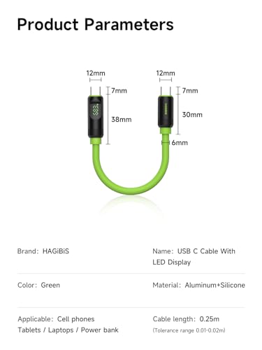 Hagibis USB 4 Cable with LED Display – 240 W Fast Charging & 8 K@60 Hz Video Output for i Phone 16/15 Pro Max, i Pad, Mac Book Pro/Air – Ultimate Thunderbolt 4/3 Data Transfer Solution for Efficient Connectivity and Enhanced Performance